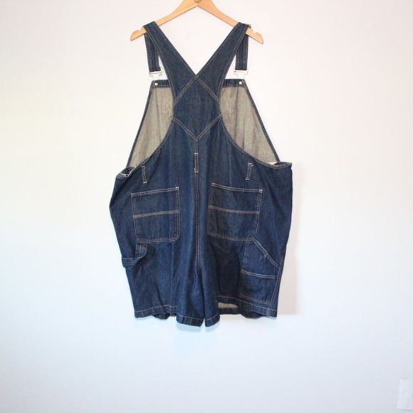 Venezia Lane Bryant Denim Overall Bib Shorts Dark Wash Plus Size 26/28 H13545 - Picture 6 of 6